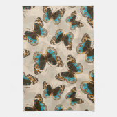 Blue Pansy Butterfly-patroon op wit Theedoek (Verticaal)