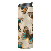 Blue Pansy Butterfly-patroon op wit Thermosbeker (Gedraaid links)