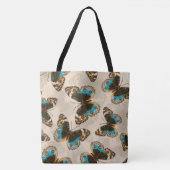 Blue Pansy Butterfly-patroon op wit Tote Bag (Voorkant)