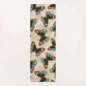 Blue Pansy Butterfly-patroon op wit Yogamat (Achterkant)