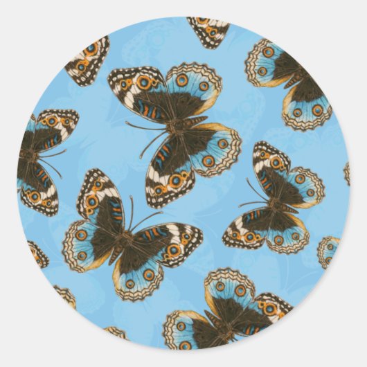 Blue Pansy Butterfly patroon Ronde Sticker (Voorkant)