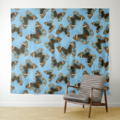 Blue Pansy Butterfly patroon Wandkleed (In Situ (horizontaal))