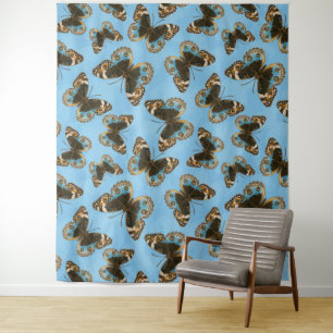 Blue Pansy Butterfly patroon Wandkleed