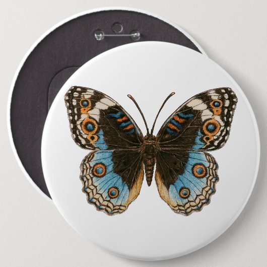 Blue Pansy Butterfly Ronde Button 6,0 Cm (Voorkant /achterkant)