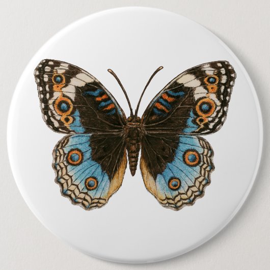 Blue Pansy Butterfly Ronde Button 6,0 Cm (Voorkant)