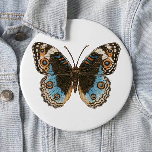 Blue Pansy Butterfly Ronde Button 6,0 Cm (In situ)