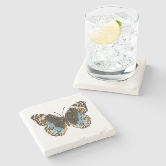 Blue Pansy Butterfly Stenen Onderzetter (Zijkant)