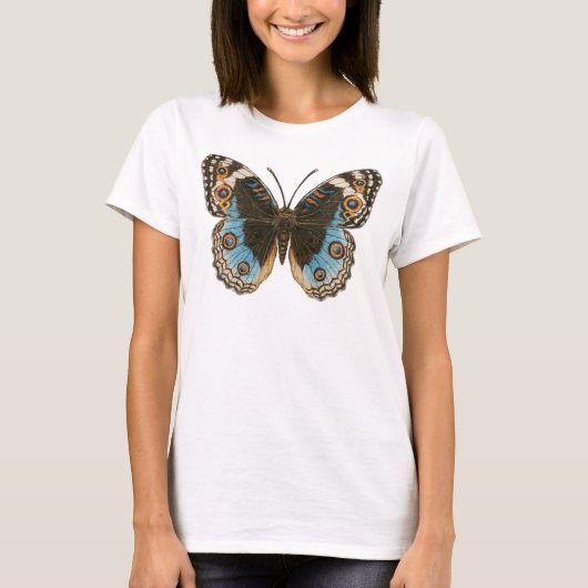 Blue Pansy Butterfly T-Shirt (Voorkant)