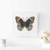 Blue Pansy Butterfly Vierkante Klok (Huis)