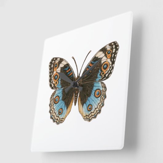 Blue Pansy Butterfly Vierkante Klok (Hoek)