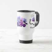 Blue Pansy Floral Doctor Nurse Stethoscoop Reisbeker (Voorkant rechts)