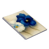 Blue Pansy Floral Notebook | Elegant Botanical Jou Notitieboek (Rechterzijde)