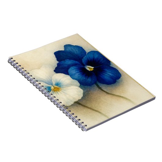 Blue Pansy Floral Notebook – Hand Painted  Notitieboek (Rechterzijde)