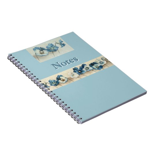 Blue Pansy Floral Notitieboek –  botanische tuin (Rechterzijde)