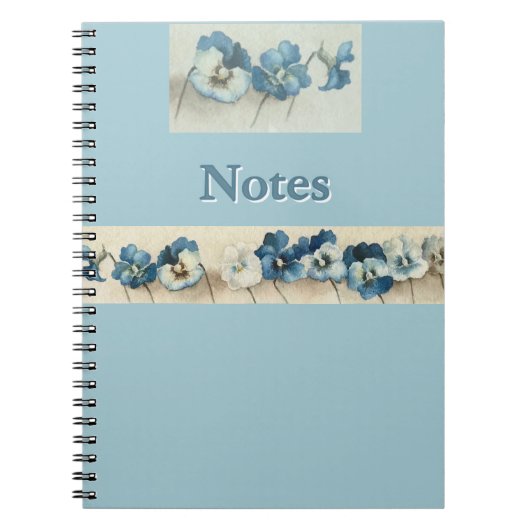 Blue Pansy Floral Notitieboek –  botanische tuin (Voorkant)