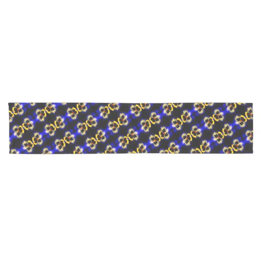 Blue Pansy Flower Abstract Pattern Korte Tafelloper (Horizontaal)