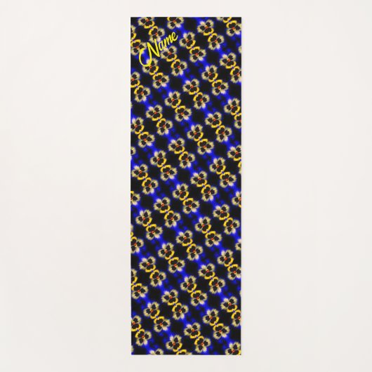 Blue Pansy Flower Abstract Pattern Personalized Yogamat (Voorkant)