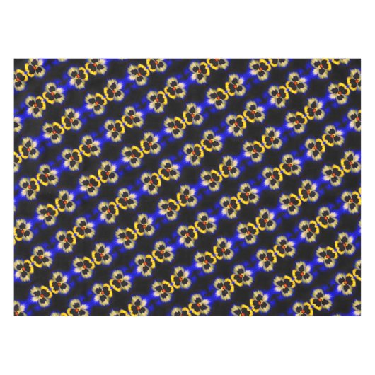 Blue Pansy Flower Abstract Pattern Tafelkleed (Voorkant (Horizontaal))