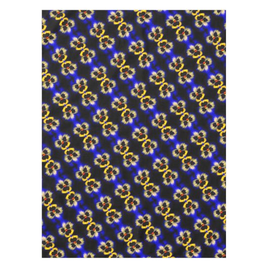 Blue Pansy Flower Abstract Pattern Tafelkleed (Voorkant)