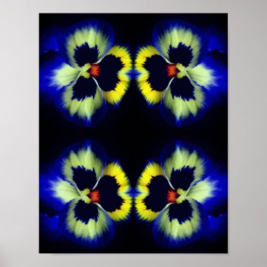 Blue Pansy Flower Abstract Poster (Voorkant)