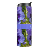 Blue Pansy Flower Floral Pattern Womans Name Thermosbeker (Gedraaid links)