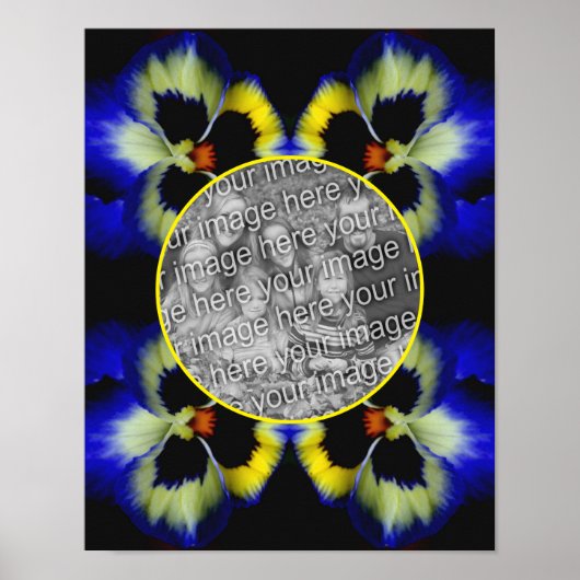 Blue Pansy Flower Lijst Creëer Uw eigen foto Poster (Voorkant)