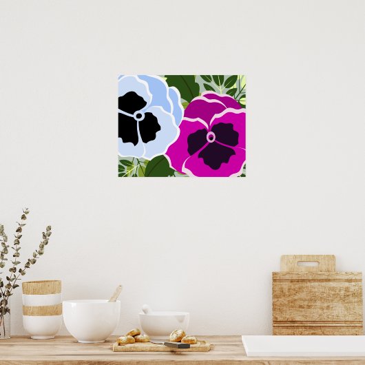 Blue Pansy Flower Poster (Keuken)