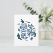 Blue Pansy Flowers Aesthetische Pansies Feestdagenkaart (Staand voorkant)