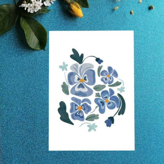 Blue Pansy Flowers Aesthetische Pansies Feestdagenkaart