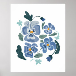 Blue Pansy Flowers Aesthetische Pansies Poster