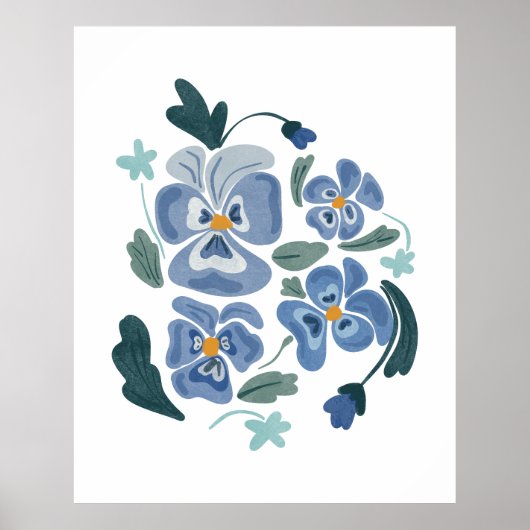 Blue Pansy Flowers Aesthetische Pansies Poster (Voorkant)