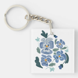 Blue Pansy Flowers Aesthetische Pansies Sleutelhanger