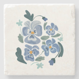 Blue Pansy Flowers Aesthetische Pansies Stenen Onderzetter