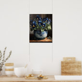 Blue Pansy Flowers Art Print Poster (Keuken)