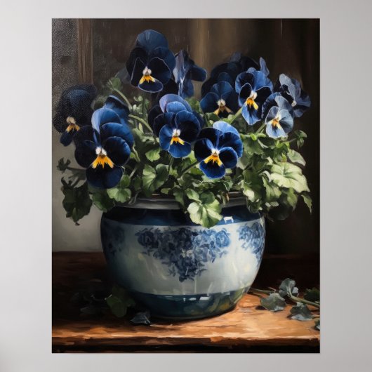 Blue Pansy Flowers Art Print Poster (Voorkant)