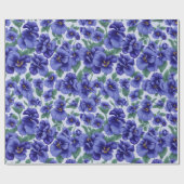 Blue Pansy Flowers Cadeaupapier (Vlak)