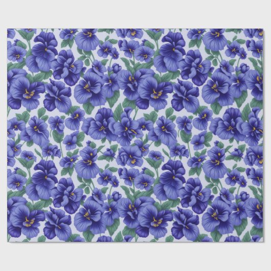 Blue Pansy Flowers Cadeaupapier (Vlak)