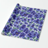 Blue Pansy Flowers Cadeaupapier (Uitgerold)