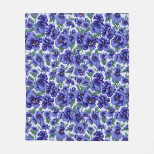 Blue Pansy Flowers Fleece Deken (Voorkant)