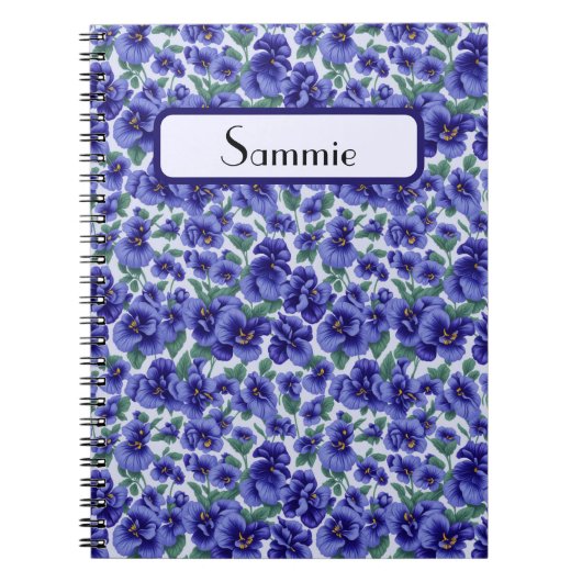 Blue Pansy Flowers Personalized Notitieboek (Voorkant)