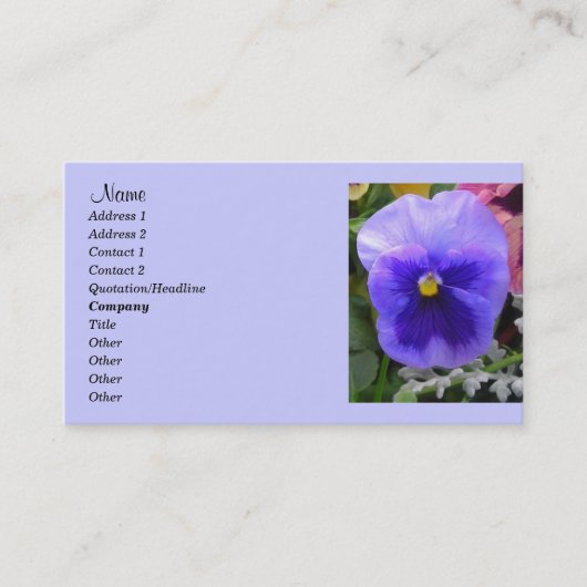 Blue Pansy, Gardeners Visitekaartje (Voorkant)