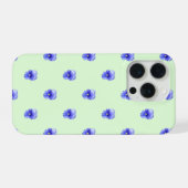 Blue Pansy on Mint - Phone Case iPhone Hoesje (Achterkant horizontaal)