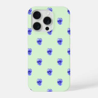 Blue Pansy on Mint - Phone Case iPhone 15 Pro Case