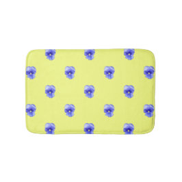 Blue Pansy on Yellow - badmat