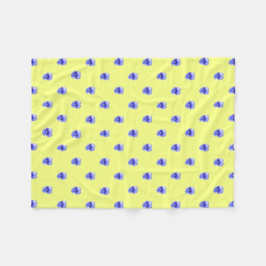 Blue Pansy on Yellow - Fleece Blanket (Voorkant (Horizontaal))