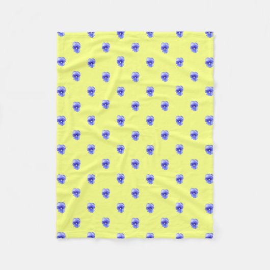 Blue Pansy on Yellow - Fleece Blanket Deken (Voorkant)