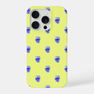 Blue Pansy on Yellow - Phone Case iPhone 15 Pro Case