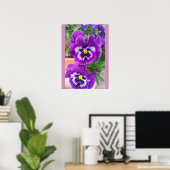 Blue Pansy Pansies Flower Floral Garden Poster (Thuiskantoor)