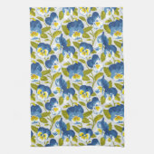 Blue Pansy Pattern Theedoek (Verticaal)