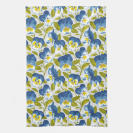 Blue Pansy Pattern Theedoek